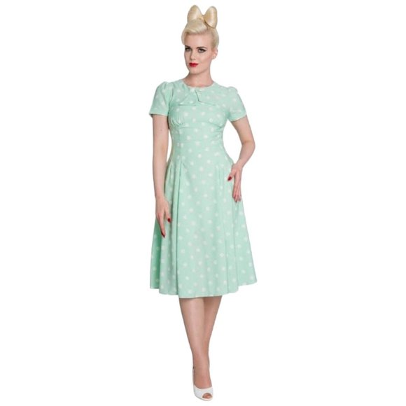 Hell Bunny Dresses & Skirts - Hell Bunny "Madden" Polka Dot Dress in Mint Green and White, Size S